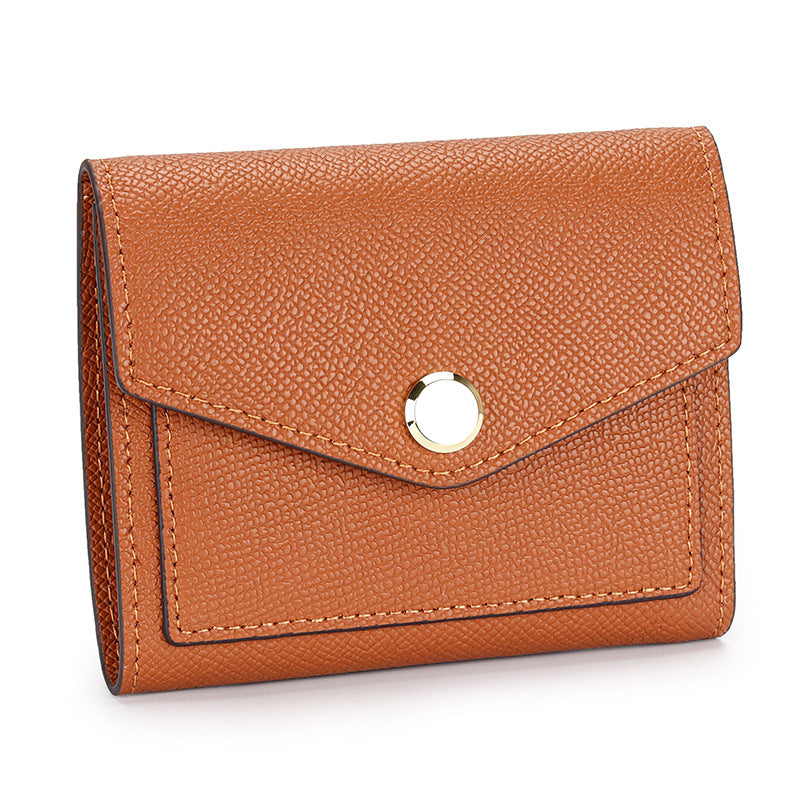Women's Full Leather Short Korean Style Contrast Color Versatile Ladies Wallets