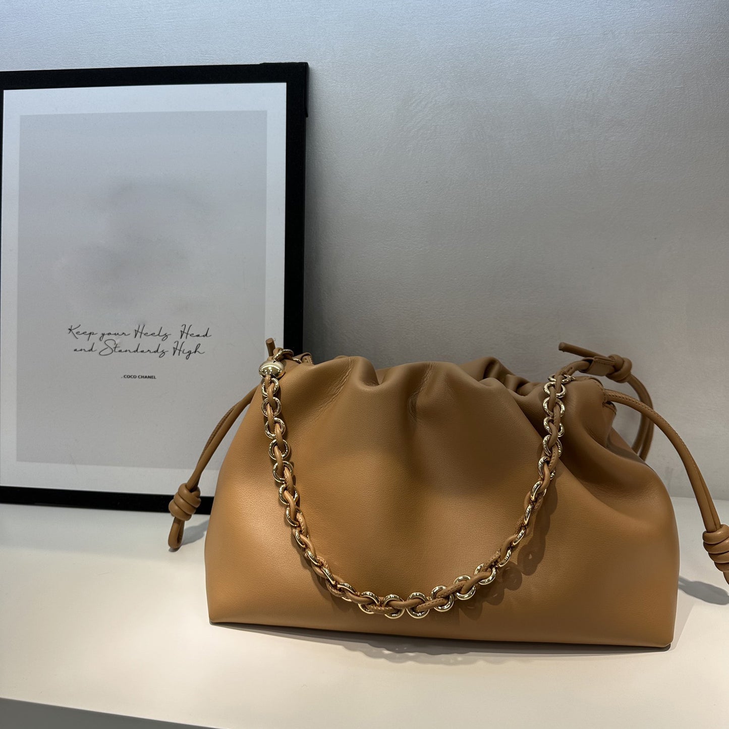Women's Drawstring Lucky Genuine Leather Exquisite Hand Bags