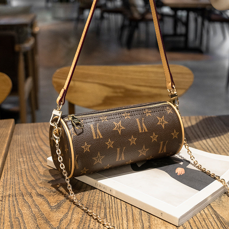 Women's Genuine Leather Printed Underarm Fashion Pouches Crossbody Bags