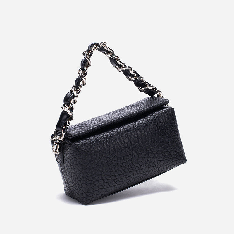 Women's Trendy Box Chain Lychee Pattern Temperament Crossbody Bags