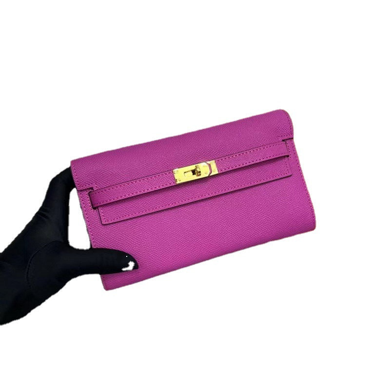 Pattern Kelly Gold Mid-length Clutch Genuine Ladies Wallets