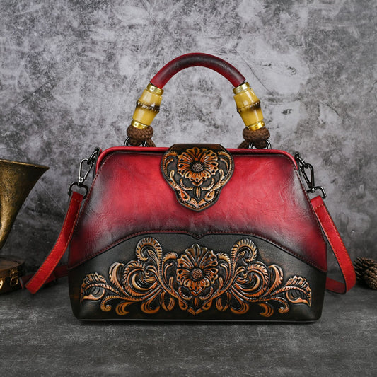 Women's Retro Embossed Hand-rub Color Clip Crossbody Bags