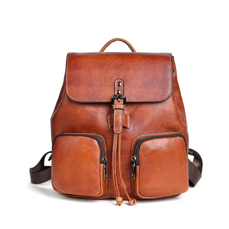 Large Capacity Neutral Cowhide Retro Rub Backpacks
