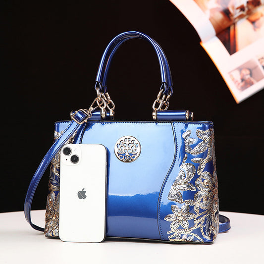 Women's Embroidered Sequined Large Capacity Multi Compartment Handbags