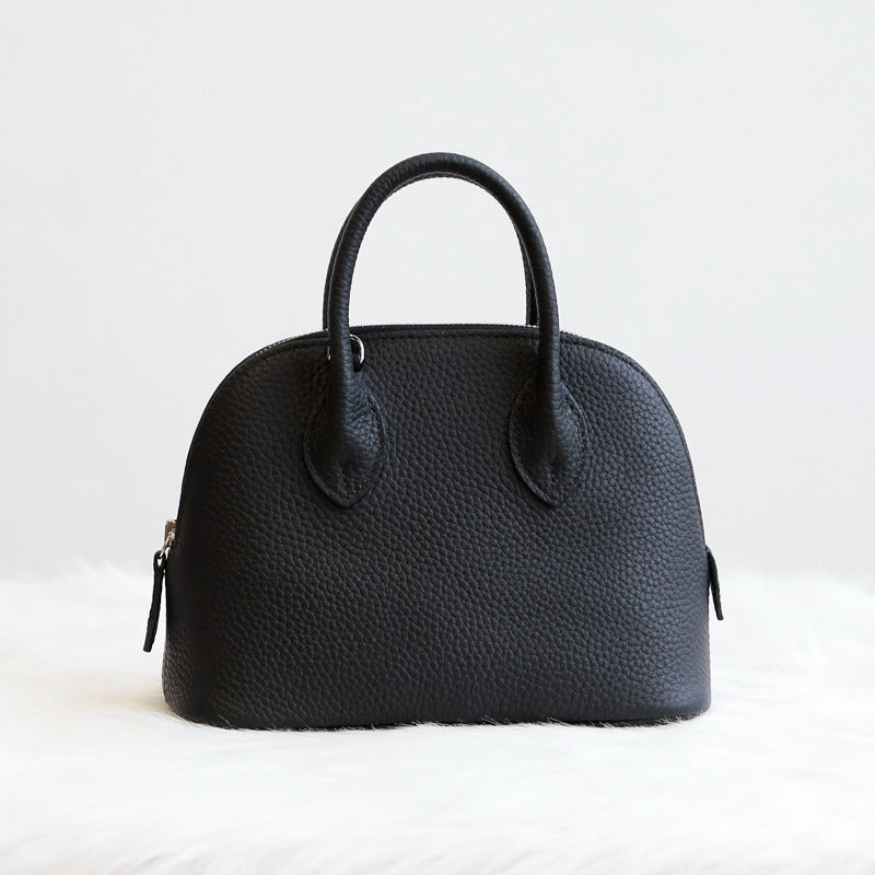 Women's First Layer Cowhide Shell Bowling Genuine Shoulder Bags