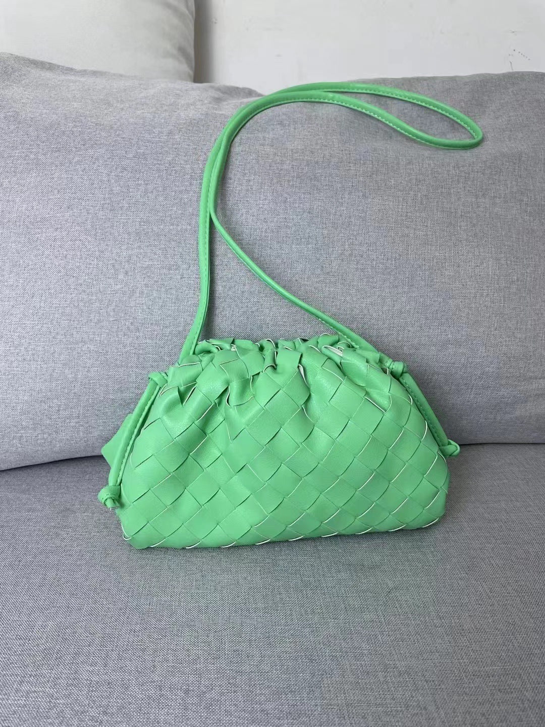 Women's Genuine Leather Cloud Cowhide Woven Xi Crossbody Bags