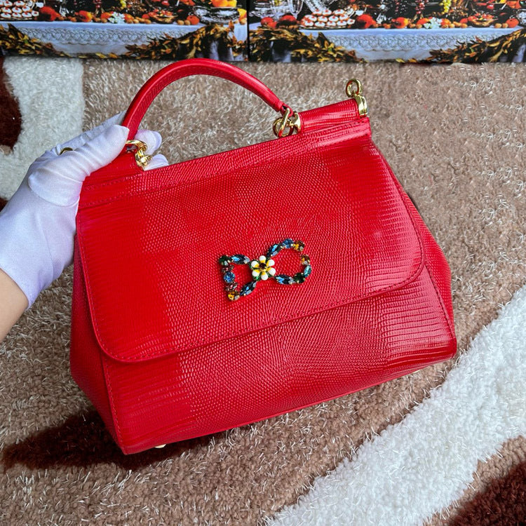 Women's Simple Miss Sicilian Lizard Pattern Portable Handbags