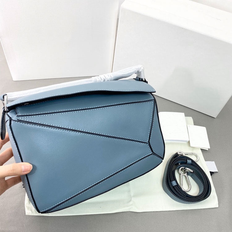 Geometric Cowhide Stitching Pillow Retro One Shoulder Bags