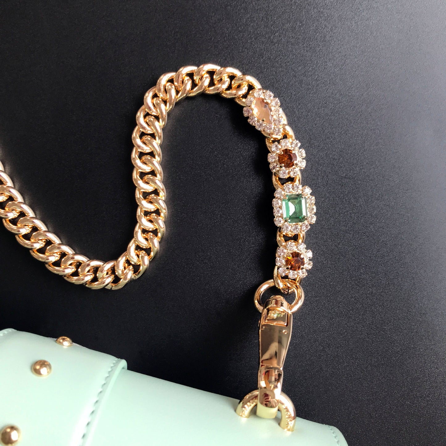 Women's Leather Gem Chain Rivets Swallow Single Bags