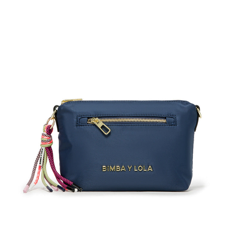 Women's Spanish Color Lanyard Letter Metal Zipper Shoulder Bags
