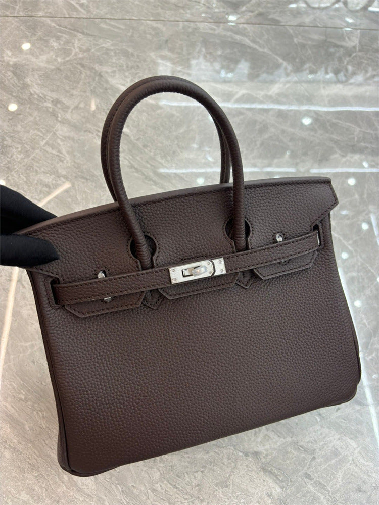 Women's Milkshake White Lychee Pattern First Layer Bags