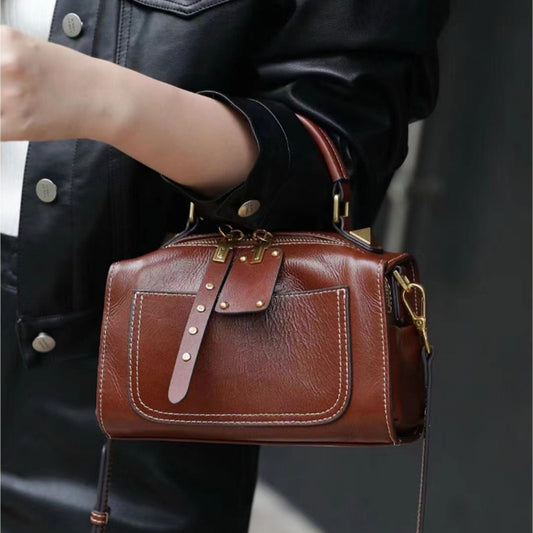 Women's Style Retro Boston Fashionable Leather Hand Shoulder Bags