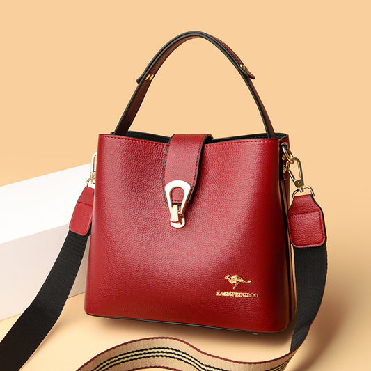 Women's Barrel Fashion Simple Soft Leather Mom Handbags