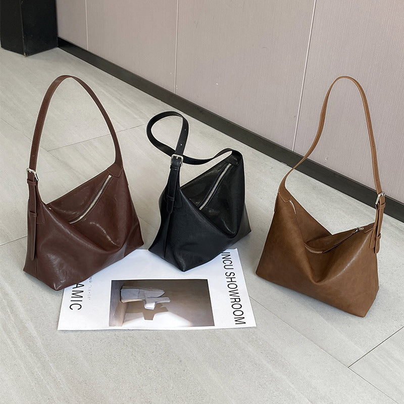 Women's Genuine Leather Cowhide Retro Commuter Underarm Shoulder Bags