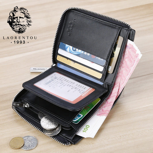 Men's Genuine Leather Short Simple First Layer Men's Wallets