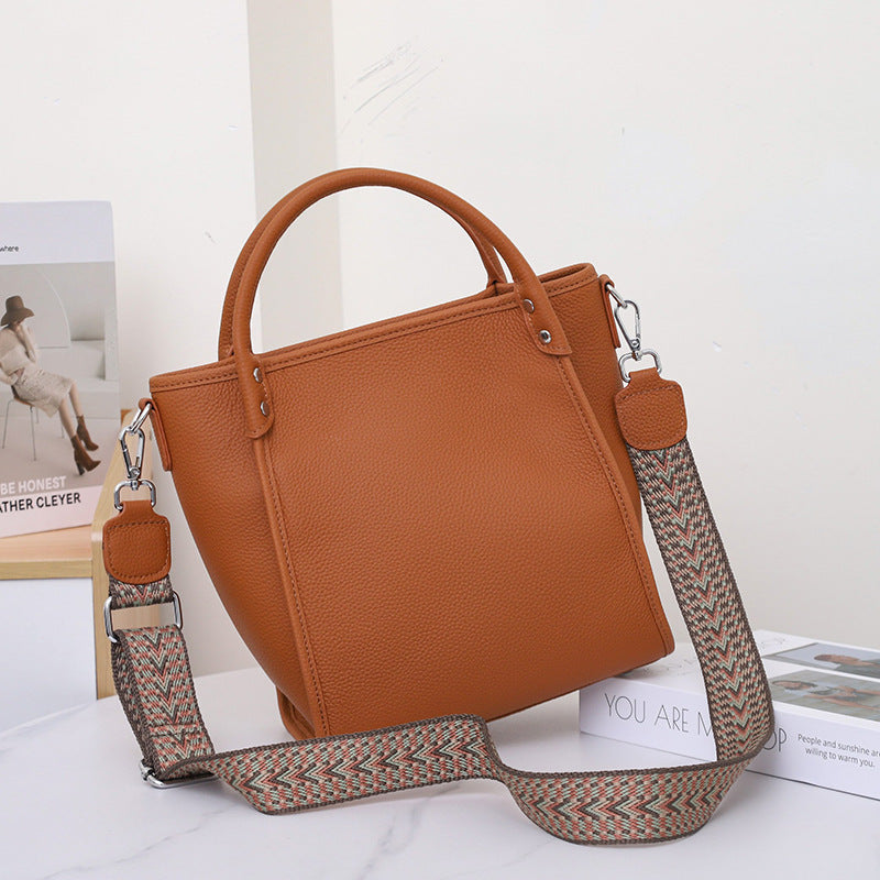 Women's Commuter Niche High-grade First Layer Cowhide Large Capacity Handbags