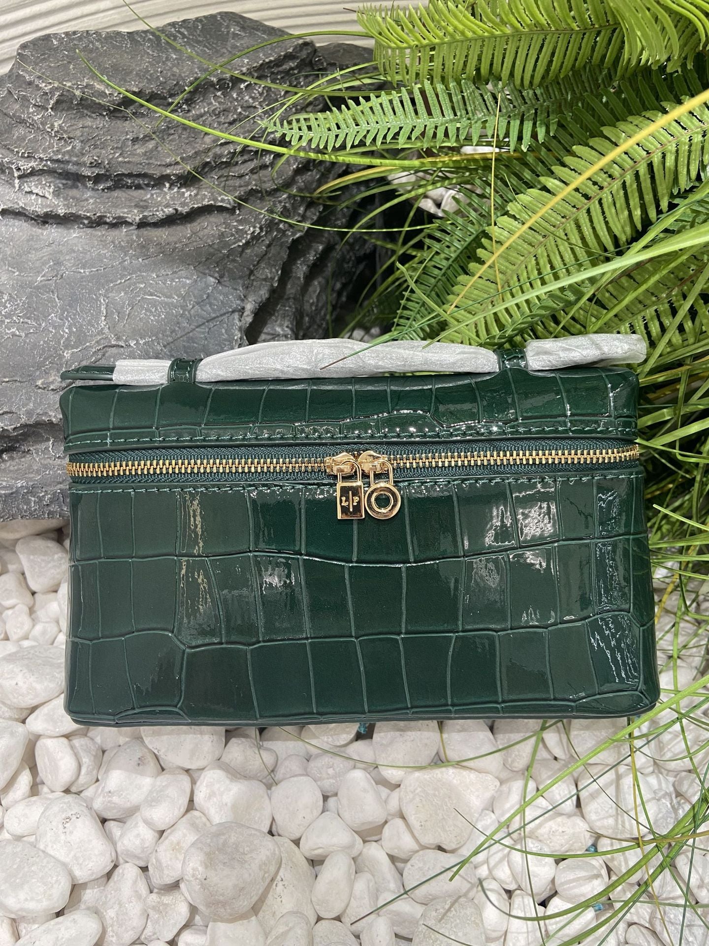 Crocodile Pattern Box Genuine Leather Lunch Shoulder Bags