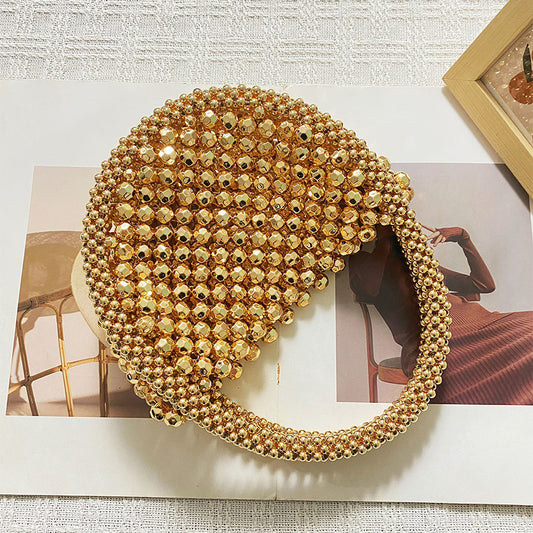 Fashion Handmade Beaded Woven French Minority Half Month Handbags