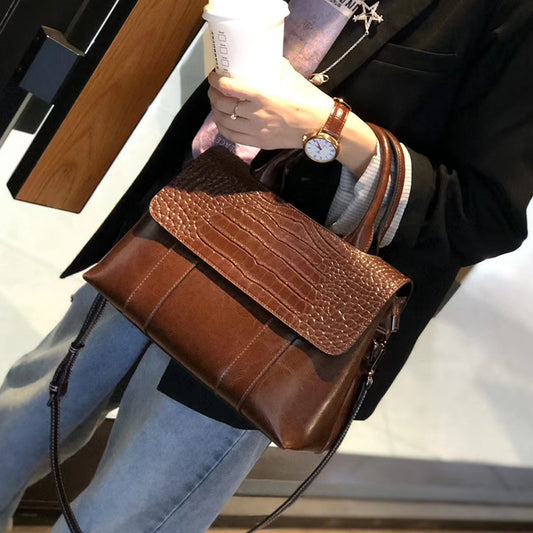 Women's Fashion Genuine Leather Portable Large Capacity Handbags