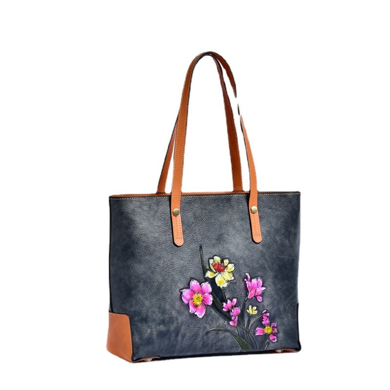 Women's First Layer Cowhide Retro Cattle Leather Shoulder Bags