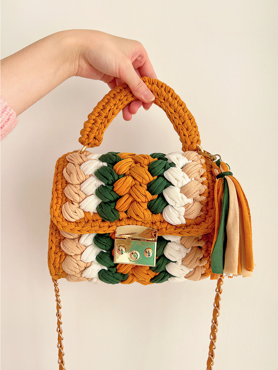 Women's Creative Hand-woven Hook Knitted Tassel Crossbody Bags