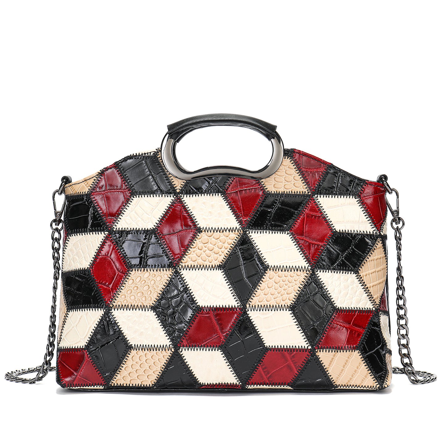 Women's Cowhide Large Capacity Leather Retro Patchwork Bags