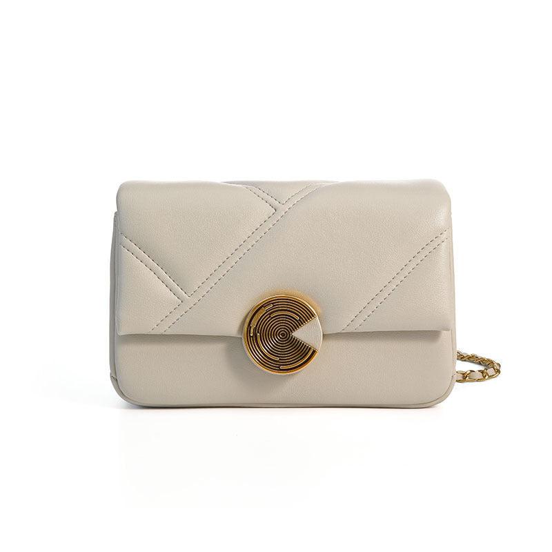 Women's Genuine Leather Trendy Rhombus Chain High Shoulder Bags