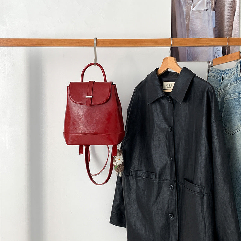 Simple Large Capacity Solid Color Retro Style Backpacks