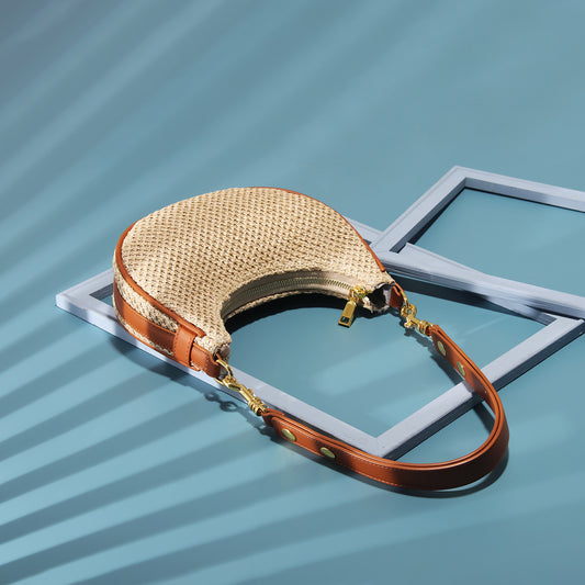 Summer Straw Woven Moon Korean Versatile Shoulder Bags