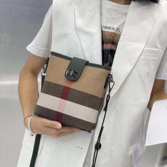 Women's Checked Top Layer Cowhide Cloth Fashion Crossbody Bags