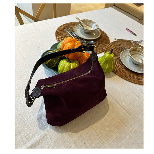 Women's Niche Underarm Leather Baguette Layer Cowhide Shoulder Bags