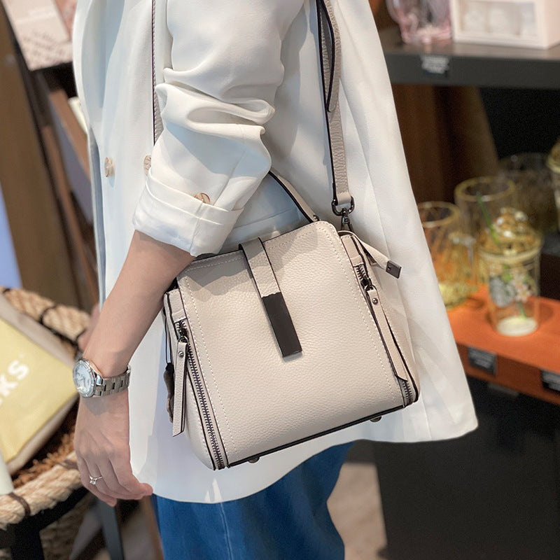 Women's Cowhide Leather High Sense Design Portable Crossbody Bags