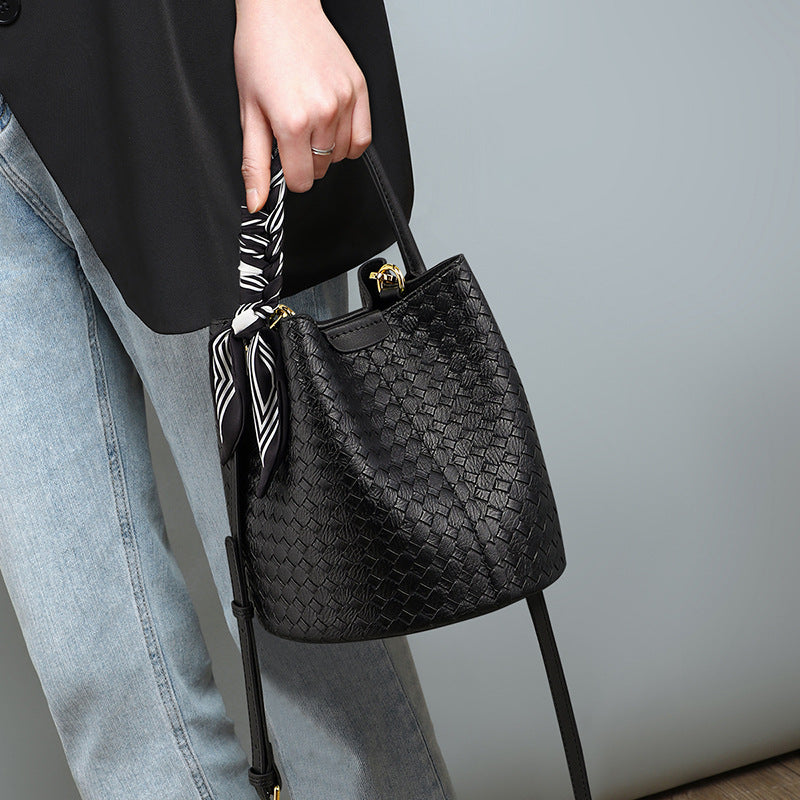 Women's Genuine Leather High Sense Woven Crossbody Bags