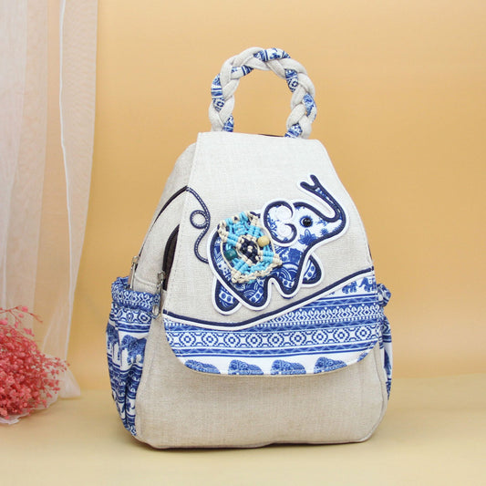 Style Fresh Double Layer Zipper Yunnan Backpacks
