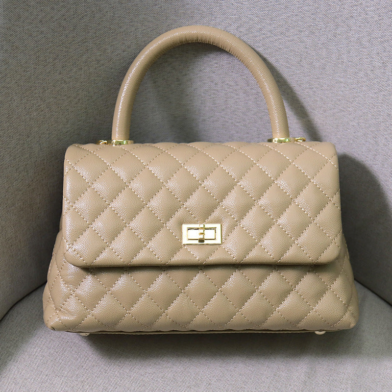 Rhombic Chain Genuine Leather Caviar Classic Style Handbags