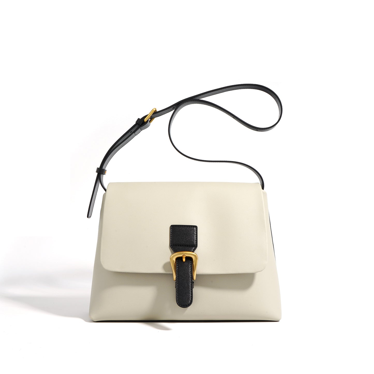 Contrast Color Cowhide Simple Commute Underarm Small Square Bags