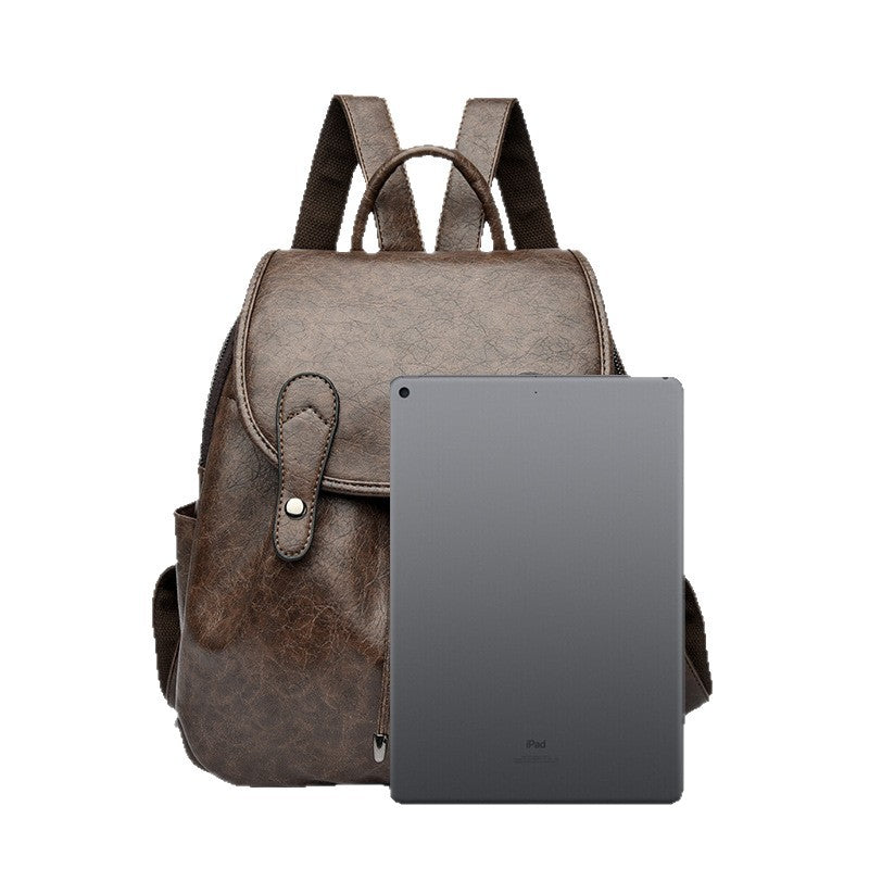 Women's Cow Wax Leather Vintage Drawstring Backpacks