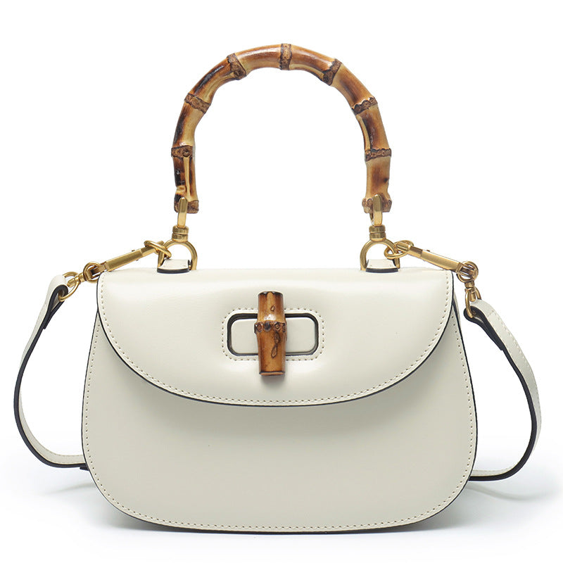 Leather Retro Fashion Cattlehide High-grade Bamboo Handbags