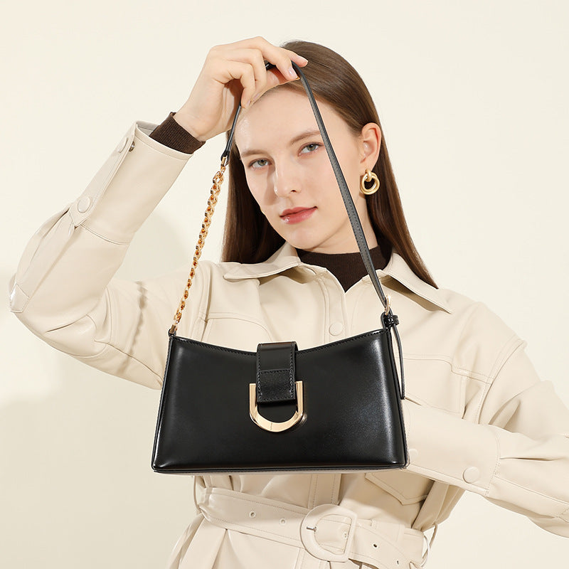 Women's Fashion Cattle Leather High-grade Underarm Commuter Shoulder Bags