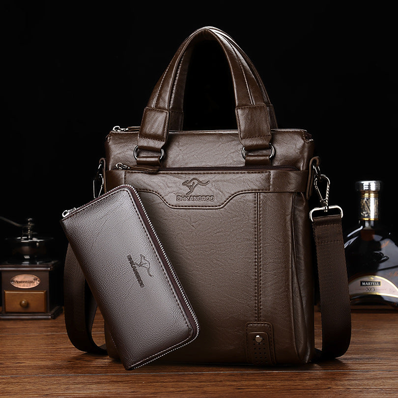 Men's Business Cowhide Textured Soft Leather Men's Handbags