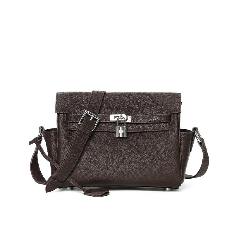 Women's Cowhide Kelly Black Portable Commuter High-grade Shoulder Bags