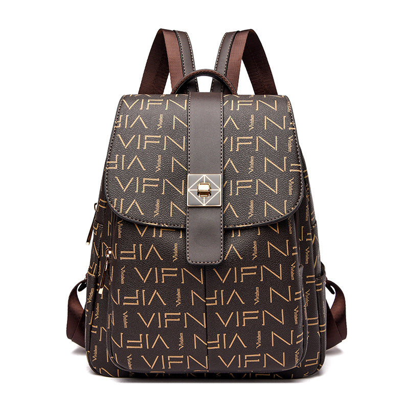 Korean Style Fashion Soft Leather Large Backpacks