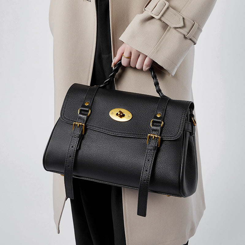 Women's Trendy Leather Cowhide Portable Commuter Tote Bags
