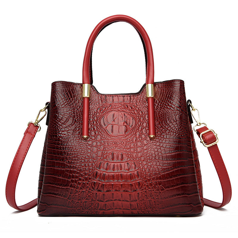 Women's Trendy Female Crocodile Pattern Fashion Handbags