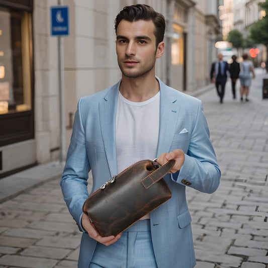 Men's First Layer Cowhide Genuine Leather Clutch Bags