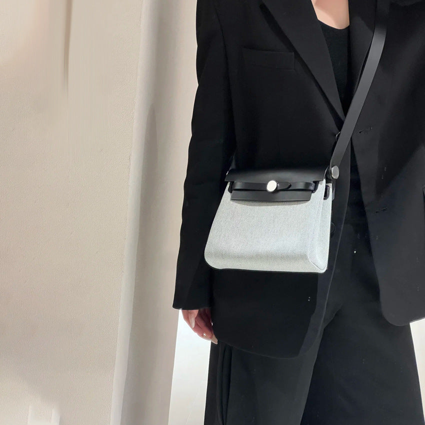 High-grade Mini Canvas Cowhide Kelly Minority Bags