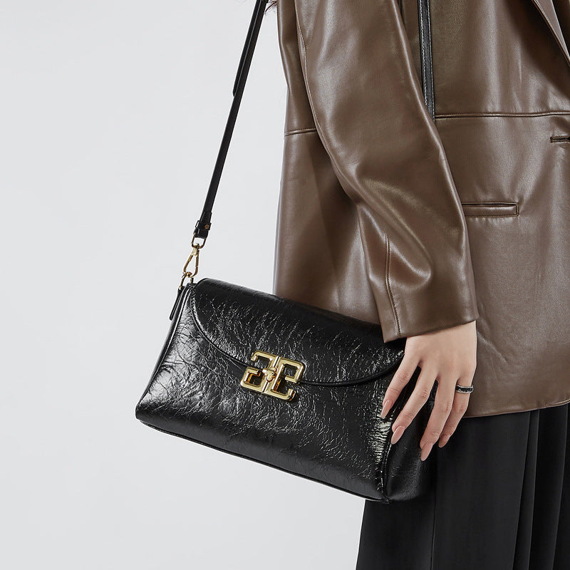 Women's Layer Oil Wax Cowhide Affordable Luxury Fashion Bags