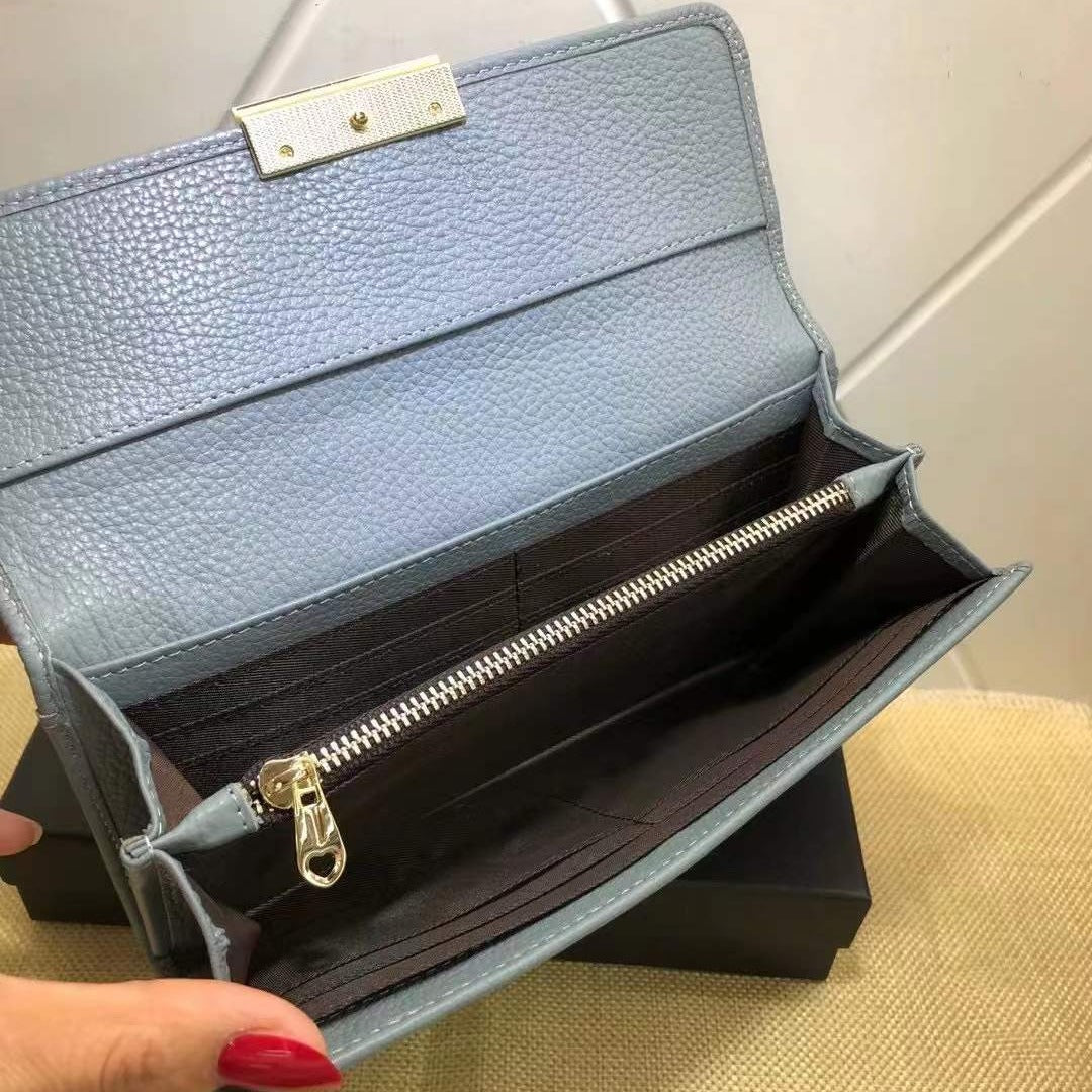 Women's Long Classic Style Rhombus Soft Cowhide Ladies Wallets