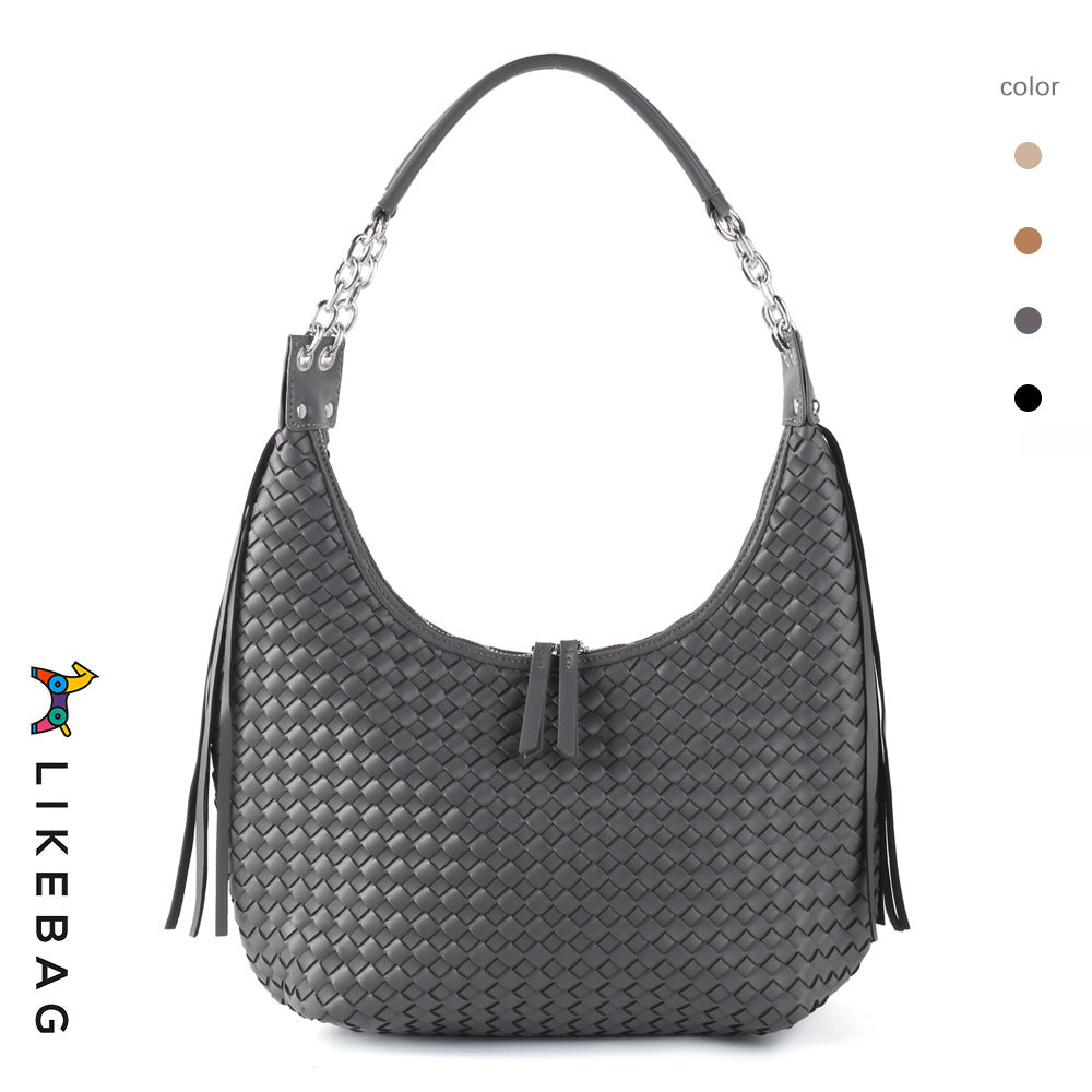 Women's Trendy Personality Tassel Chain Big Underarm Fashion Shoulder Bags