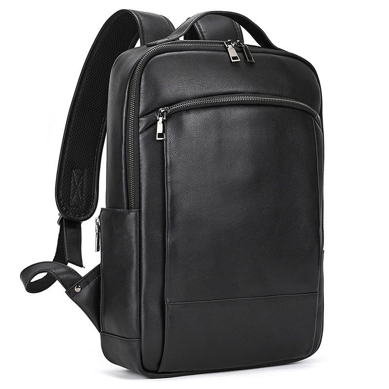 Men's Genuine Leather Commuter Computer Black First Backpacks